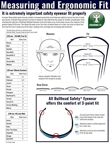 Защитни очила Bullhead BH353 Snook, Лъскава Черна дограма, Дымчатые лещи, Регулируеми лък тел (12 чифта)