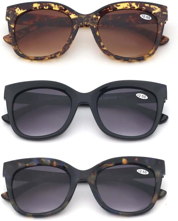 UNTAMID Бифокални очила за Жени, Мъже Удобни Стилни Слънчеви Очила за Четене 3 Опаковки UV400 Слънчеви Очила за четене на открито