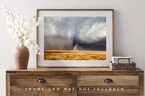 Снимка на гръмотевична буря, Принт (без рамка), Изображението на Дъгата Между Окутанным дъжд Торнадо и брулени тучей в Пролетен