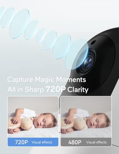 Видеоняня Babycozy с камера и аудио 5-инчов дисплей 720P, батерия 5000 mah, монитор за детски фотоапарат, Без Wi-Fi, дистанционно