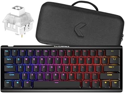 Механична клавиатура KINESIS Gaming ТКО | Щелкающие ключове бял цвят | Подредба 60% | Общо Клавиш за Интервал | Възможност за превключване