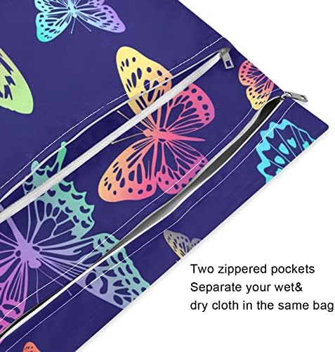 Kigai Rainbow Butterflies (1) Водоустойчива Чанта за Влажни Сушене за Еднократна употреба с дръжка за Пътуване, Плаж, Басейн, Памперси,