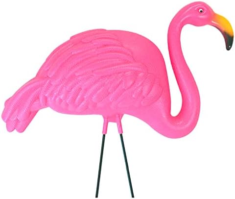 Подарък за печат на Голям ярко Розово украшение на двора с фламинго /Градинска статуя фламинго/ Интериор в двора с розово фламинго (опаковка от 4 броя)