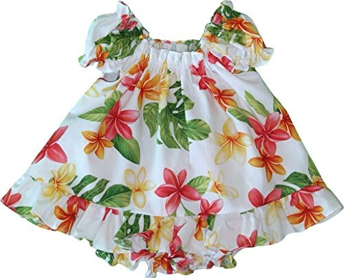 Комплект от Хавайския рокли от 2 теми с пищни ръкави Plumeria Sunshine от RJC за малки момичета