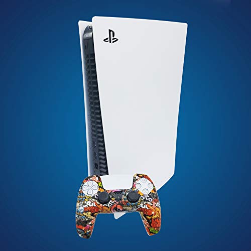 Предпазител на капака на контролера PS5 със силиконов гел (Червени черепи с графити) Съвместим с Sony PlayStation 5, Съвместимост