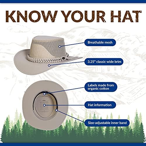 Шапки ръчно изработени Conner - Австралийската шапка с напоена с мрежа за голф, Мъжка шапка за сафари, Сгъва Шапка от Слънцето за жени