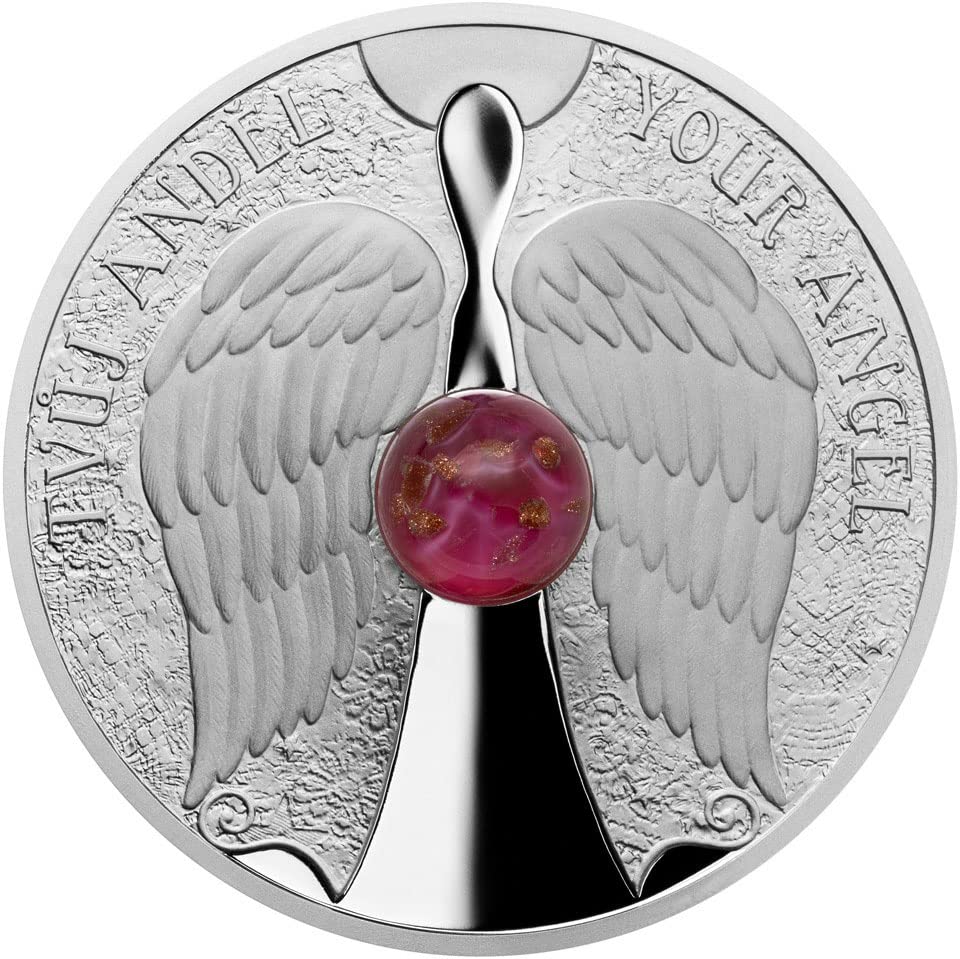 2023 DE Crystal Серия PowerCoin Angel Crystal 1 Унция Сребърна монета 2 $ Ниуе 2023 Proof