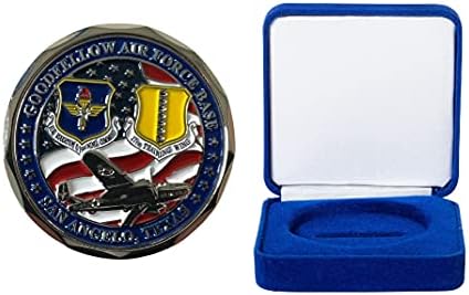 Монета на Повикване на Военно-въздушните сили на САЩ USAF Goodfellow Air Force Base Challenge и Синьо Кадифе Кутия за показване