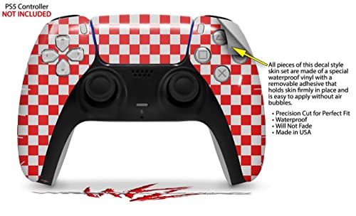 Обвивка за кожата WraptorSkinz, съвместима с контролер на Sony PS5 DualSense, червено-бяло платно в клетката (контролер В комплекта