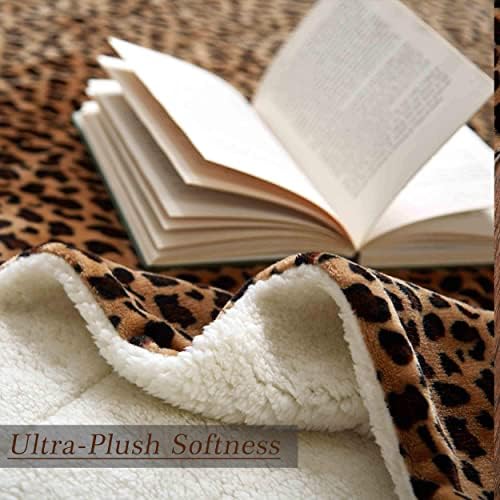 Покривалото MERRYLIFE Cheetah Sherpa за дивана в клетка с Леопардовым принтом |Ультраплюшевое Декоративно Мек Цветен|Плюшевое Покривки за столове за пътуване (6070, Леопард)
