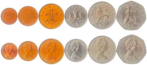 8 Монети от Обединеното Кралство | Колекция Британски монети 1 Половина Фартинга 1,3 6 Пенса 1 Шилинг 1 Флорин Полукрона | В обращение 1911-1919 | Георг V | Лъв | Великобритани?