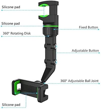 Автомобилно планина за Jitterbug Smart2 (За монтиране от BoxWave) - За монтиране на огледала за обратно виждане, Регулируема За