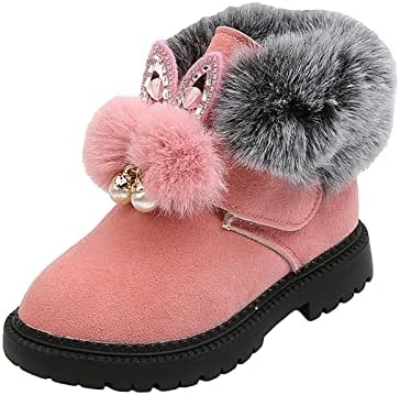 Обувки за бебета, топла и мека обувки за малки момичета, Обувки принцеса, Мода памучни ботуши с кичури вълна, Зимни обувки, зимни обувки (черен, 2-2,5 години)