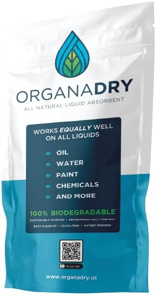 Напълно натурален Течен абсорбиращи OrganaDry | Компостируемый | Не съдържа силициев диоксид | Разтвор за сухо почистване на индустриални и автомобилни масла (пакет с т?