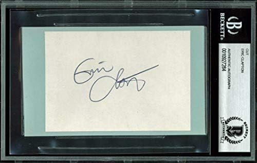 Ерик Клептън е Автентичен, Подписан, Изсечен с площ от 2.75х4, Подпис, с Автограф, Нанесени на БАС
