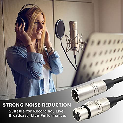 Микрофон кабел TECKOON XLR за мъже и жени, пач-кабел за балансирано микрофон за микрофони, микшеров, високоговорители, DMX осветление, студийни и концертни приложения - 15 ф