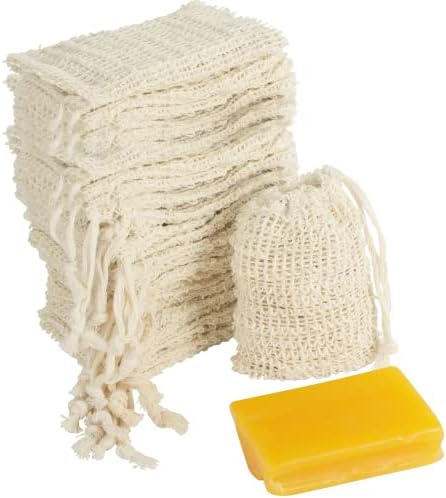 COSYOO 100 Бр., Чанта за съхранение на сапун от сезал с завязками, Пакети за съхранение на сапун, Без пластмаса, Множество Чанта