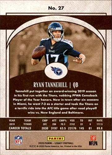 2020 Панини Наследство на #27 Райън Таннехилл Тенеси Титанс Футболна Търговска картичка NFL