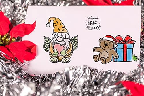 Коледни Джуджета Прозрачни Печати и Матрица за Производство на пощенски Картички, Коледен Венец Снежинка Прозрачни Гумени Печати
