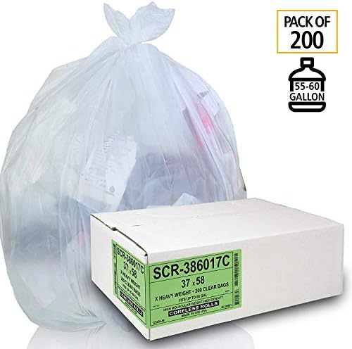Aluf Пластмаси - SCR-386017C Торби за боклук с капацитет от 55 до 60 литра - (търговската опаковка от 200 броя) - Серия Source Reduction