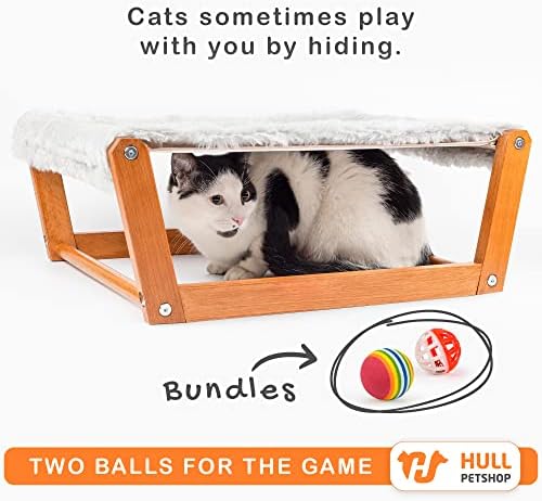 HullPetshop Хамак за котки и Кучета, да Повдигнат Мебели за домашни любимци, Подарък за вашите малки, Средни, Големи размери, Лесно се монтира | Дървени хамаци за котки Сив