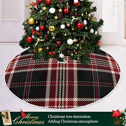 Декорация на Поли във формата на Коледно ALAZA, Украса Малка Мини-Поли във формата на коледно дърво 35,4 Инча в червено-черната