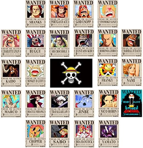 TYZZHOA 25 ПАРЧЕТА Аниме [OP] Разыскиваются Плакати 30 × 21 см, Ново издание с Награди, Пирати в Сламена Шапка, Ник Luffy, 3 Милиарда,