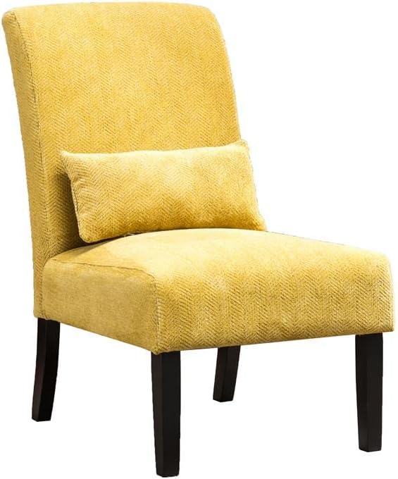 Мебели Roundhill от жълт плат Pisano-шенилна, модерен акцентный стол без подлакътници с възглавница в тон на бъбреците