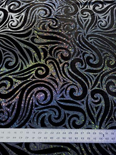 Тройната текстилни фолиа с голографическим модел във формата на змия в нежната тъкан от полиестер и Ликра в Парцела или болт (Черна