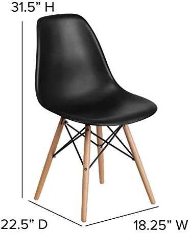 Мебели Flash серия Elon Черен пластмасов стол с дървени крака