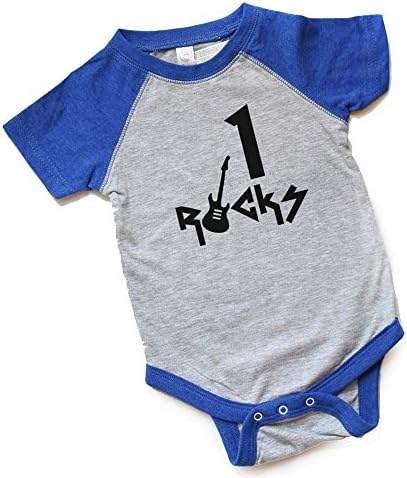 1 Боди за Рожден Ден Rocks За Малки Момчета /Момичета, Риза за рождения Ден 1 Тениска Rocks Guitar First Rockstar