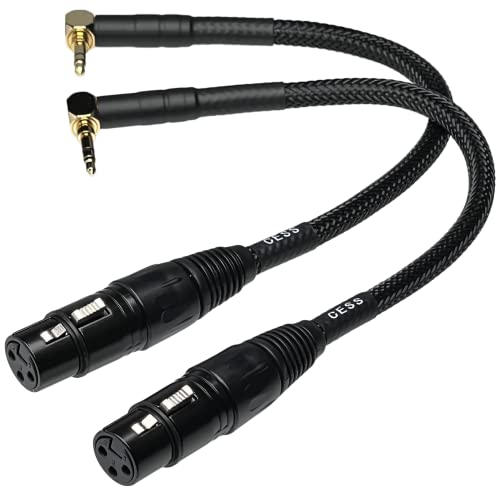 CESS-211 Черно Сплетен Правоъгълен 3,5 мм plug TRS до 3-номера за контакт конектора XLR за микрофон, аудио кабел, 2 бр.