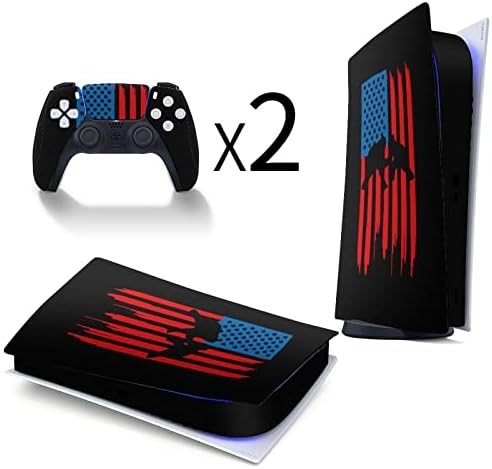 Борцовский Американски Флаг 3 бр. Стикер за цялото тяло, Стикер за PS5 Digital Edition за конзолата PS5 и контролер