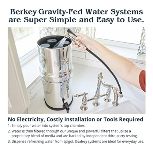 Филтър за вода Royal Berkey на гравитационната сервиране и 2 черни елементи Berkey Осигурява Чиста, освежающую вода в дома, в къмпинг