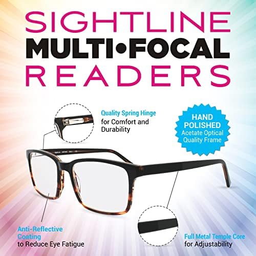 Многофокусные очила за четене Sightline Nathan - Ацетатная дограма за по-високо качество -Лещи с AR покритие -Унисекс Средна кацане