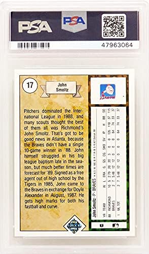 Джон Смолтц (Атланта Брейвз) 1989 Бейзболна картичка №17 за начинаещи в горната част на тестето - PSA 10 GEM MINT