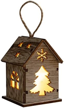 Вратата Начин на Завесата от Мъниста Коледен Нажежен Дървена Къща Коледна Украса Украса led Лампа САМ Дървена Вила за Коледно Прозорци