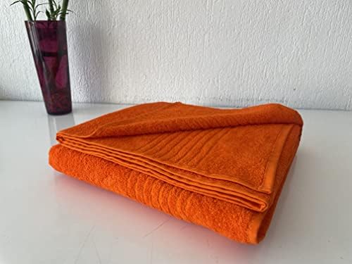 Много големи Хавлии за Баня, Голям размер, Турски чаршафи от памук, Оранжев цвят - 40x80 инча - кърпи за баня Максимална мекота