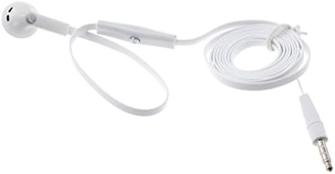 Плоски кабелни слушалки, Монофонични слушалки с микрофон, слушалки с един вложка [3,5 мм] [Бял], за Boost Mobile LG Stylo 4 Plus