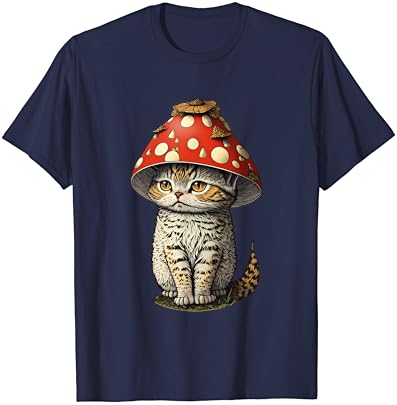 Хубава Тениска Cottagecore Aesthetic Cat Mushroom Hat Cottage Core T-Shirt