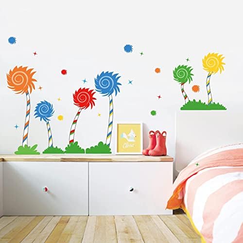 decalmile Цветни Стикери за Стена под формата на Дърво в Комплект с Балони с Животни, Стикери За Стена, Детска Стая, Детска Спалня,