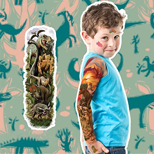 Временна Татуировка за деца, 52 бр., Временно Фалшиви татуировки за момчета и момичета, Етикети с Красиви Татуировки под формата на Динозавър, Еднорог, Ръка на Рамото