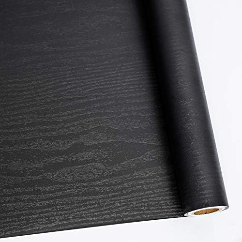 Хартия за почистване и залепване на черно дърво Abyssaly 11,8 X 78,7 Инча Декоративни Самозалепващи фолио за повърхности на мебели, лесно моющаяся, Улучшающая удебеляване,