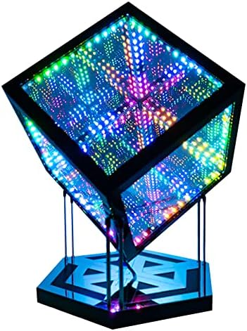 Led лампа HyperCube Infinity Cube от компанията Hyperspace Lighting с поставка - 10-Инчов Шумо-Реактивна Настолна лампа - Хладно