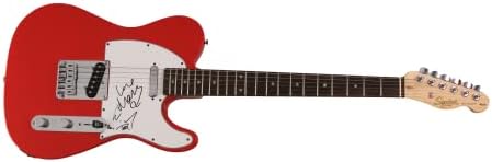 MUMFORD & SONS FULL BAND (X4) АВТОГРАФ С АВТОГРАФ на електрическа китара RED FENDER TELECASTER B W / JAMES SPENCE ПИСМО JSA ЗА АВТЕНТИЧНОСТ